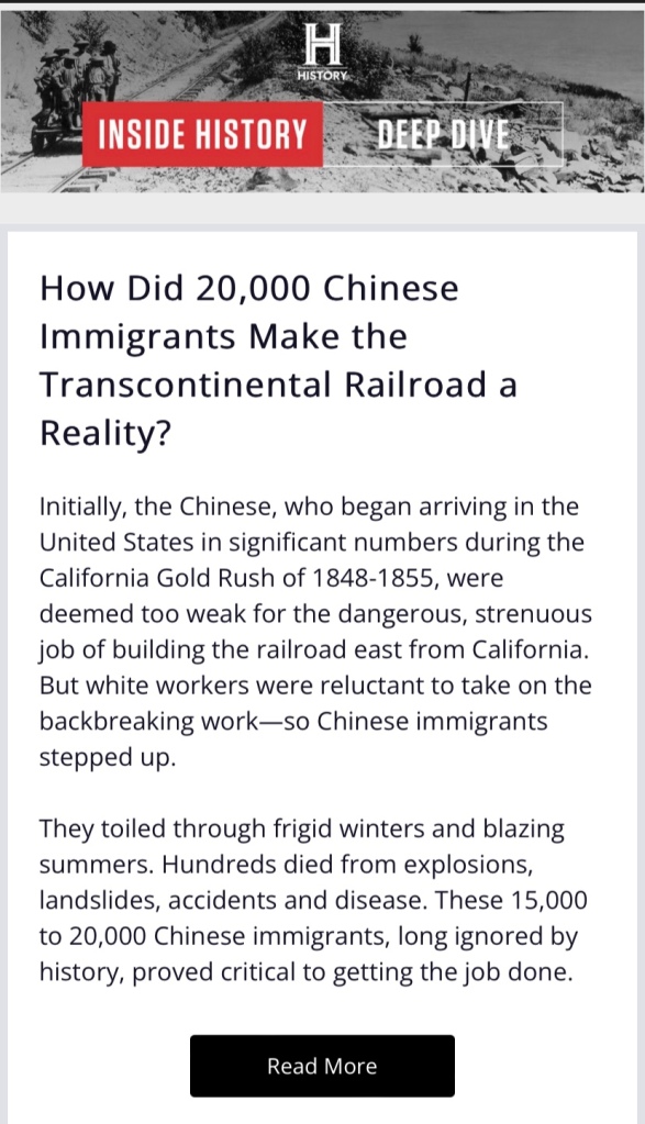 Screenshot of article featured at History Channel. Link to article is provided in this post. 